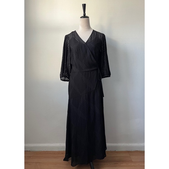 Calvin Klein Black Shadow Stripe Wrap Dress - Picture 5 of 6